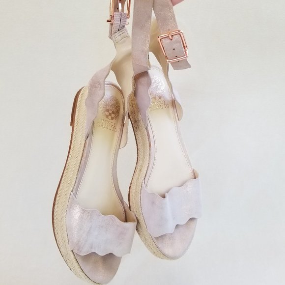 Vince Camuto Leather Rose Gold Platform Espadrille Size 8M or 38.5 - Picture 1 of 7